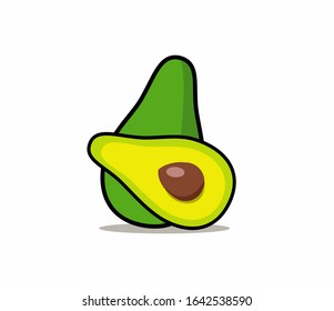 Delicious and fresh avocado vector icon illustration isolated on white background.