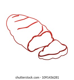 Delicious and fresh bread on red lines