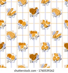 Delicious Fresh Bread Vector Illustration, Cute and Delicious Seamless Pattern.