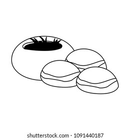 Delicious and fresh breads on black and white colors