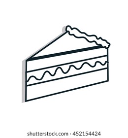 Delicious and fresh cake in black and white colors, isolated flat icon.