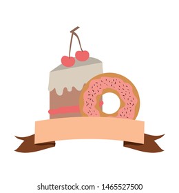 delicious and fresh cake with cherry