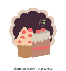 delicious and fresh cake with cherry