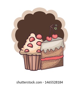 delicious and fresh cake with cherry