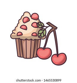 delicious and fresh cake with cherry