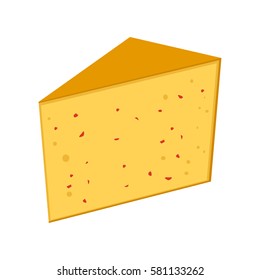 Delicious fresh cheese variety italian dinner icon flat dairy food and milk camembert piece delicatessen gouda meal isolated vector illustration.
