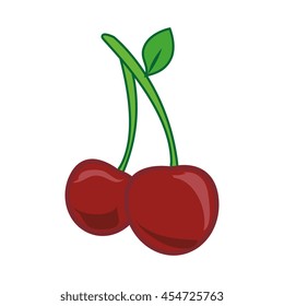 Delicious and fresh cherry fruit, isolated flat icon design vector illustration.