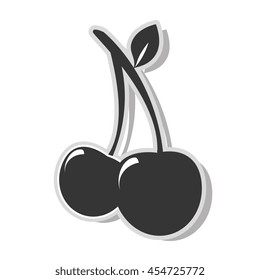 Delicious and fresh cherry fruit, isolated flat icon design vector illustration.
