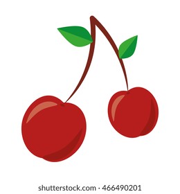 Delicious and fresh cherry fruit, isolated flat icon design vector illustration.