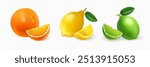 Delicious and Fresh Citrus Fruits Slices of Orange, Lemon, and Lime for Various Uses