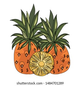 delicious fresh citrus pineapples isolated cartoon vector illustration graphic design