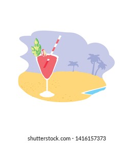 delicious fresh cocktail cup in the beach