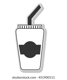 Delicious and fresh cofee cup, black and white isolated flat icon.