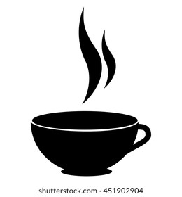 Delicious and fresh cofee cup, black and white isolated flat icon.