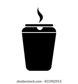 Delicious and fresh cofee cup, black and white isolated flat icon.