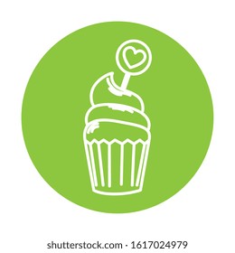 delicious and fresh cupcake in green background vector illustration design