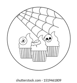 delicious and fresh cupcake with halloween decoration