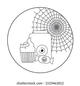 delicious and fresh cupcake with halloween decoration