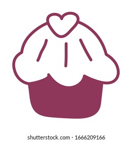 delicious and fresh cupcake on white background, line style icon vector illustration design
