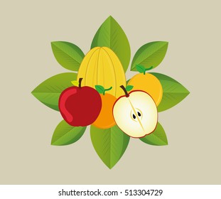 delicious fresh fruits icon vector illustration graphic design