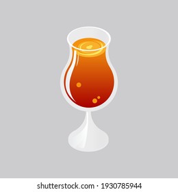 Delicious fresh a glass of orange drinks vector illustration,  a glass of orange drinks flat icon