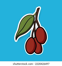 Delicious fresh ripe Jujube fruit vector illustration design. Printable Jujube sticker