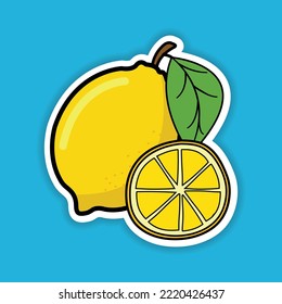 Delicious fresh ripe Lemon fruit vector illustration design. Printable Lemon sticker