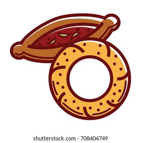 Delicious fresh soft bakery products isolated cartoon illustration