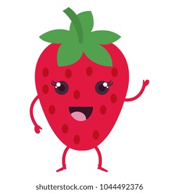 delicious and fresh strawberry kawaii character