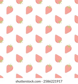 Delicious fresh strawberry vector seamless print pattern, cute pattern, home textile design, kids pattern.