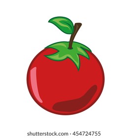 Delicious and fresh tomato vegetable, isolated flat icon design vector illustration.