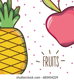delicious and fresh tropical apple and pineapple fruit