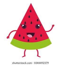 delicious and fresh watermelon kawaii character