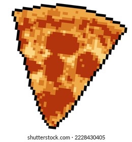 Delicious Freshly Baked Pizza  Italian. Pixel Art. Fast food.  Pepperoni. Pizzeria logo.