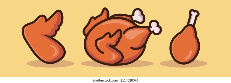 vector de dibujos animados de pollo frito delicioso