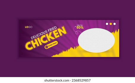 Delicious Fried chicken facebook cover or banner  design  template