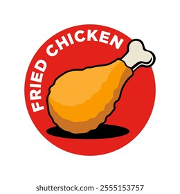 Delicious fried chicken logo design emblem vector illustration template. Fried thigh