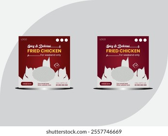 Delicious Fried Chicken Promotional Facebook cover banner design, restaurant banner template , social media post, timeline cover,