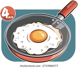 Deliciosa ilustración de bandeja de huevo frito.
Dibujo de contorno realista estilo cómic.