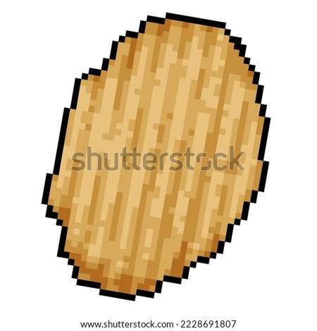 Delicious Fried Potato Wavy Crispy Chips Pixel Art isolated on white background vector illustration