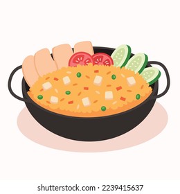 Delicious fried rice cartoon vector