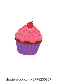 delicious frosted cupcake flat design vector bakery artwork