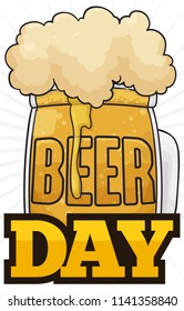 Delicious frothy beer served in a glass to quench thirst during Beer Day celebration.