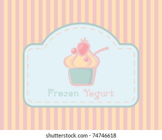 Delicious Frozen Yogurt Or Ice Cream Cup On Retro Background