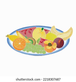 Delicioso dibujo de vectores de placa de fruta
