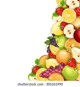 Delicious fruits border illustration.