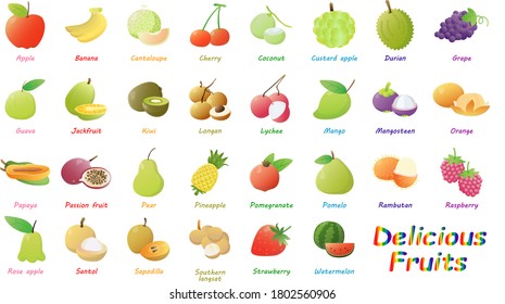 Delicious Fruits Vector On White Background Stock Vector (Royalty Free ...