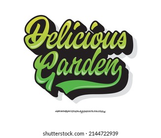 Delicious Garden. Brush Script Font. Vector