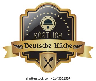 Deliciosa Cocina Alemana (Kostlich Deutsche Kuche). Cartel del vector.