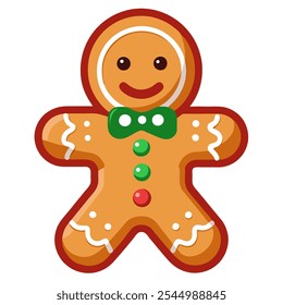 A delicious gingerbread cookie illustration with icing, perfect for holiday themes, Christmas designs, and cozy winter projects.